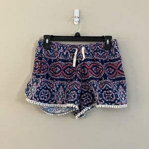 Red, white, and blue patterned shorts